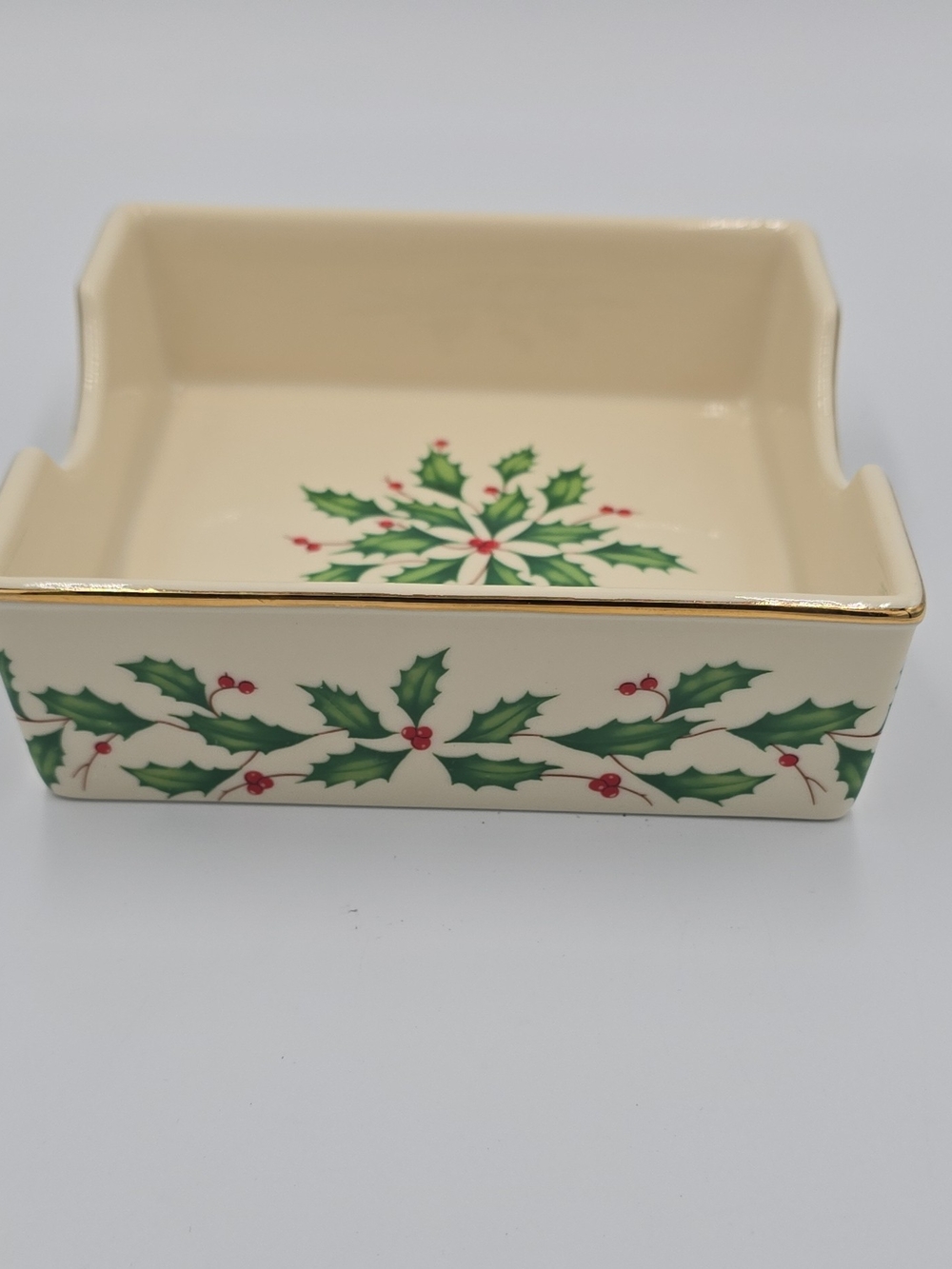 Lenox Holiday Dimensions Napkin Holder with Gold Trim